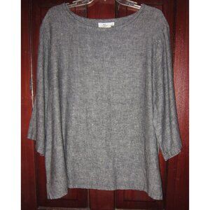 Hot Cotton Woman Plus New 2X Top Blouse Shirt Linen Cotton Tweed 3/4 Slv Popover